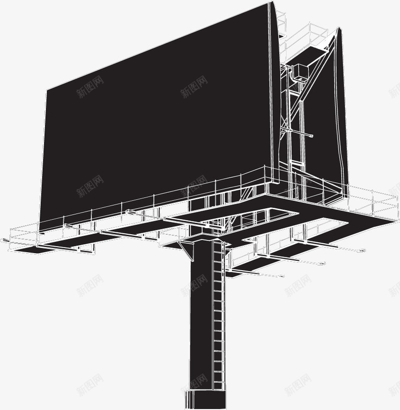 手绘大型户外广告牌矢量图ai免抠素材_新图网 https://ixintu.com 大型户外广告牌 手绘 黑色 矢量图