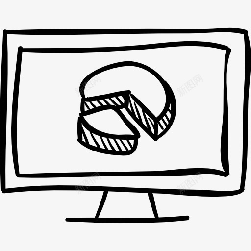 圆形图形的百分比在屏幕图标png_新图网 https://ixintu.com 勾勒 商业 图形 圆形图形 画面 百分比 监控工具 素描