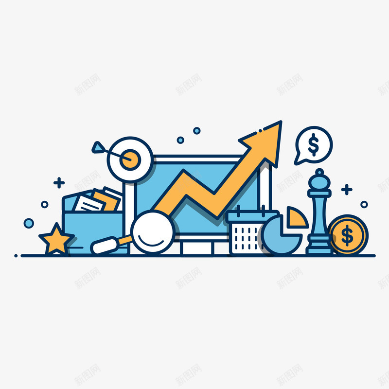 互联网装饰案矢量图ai免抠素材_新图网 https://ixintu.com 互联网 卡通 手绘 指示 日历 星星 显示器 箭头 金币 矢量图