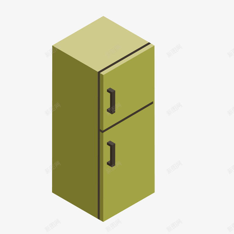 卡通绿色的冰箱矢量图ai免抠素材_新图网 https://ixintu.com 冰箱设计 卡通 家电设计 电器 绿色 矢量图