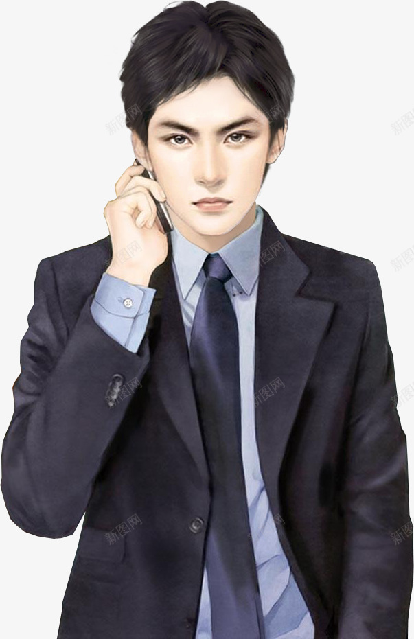 手绘打电话男子png免抠素材_新图网 https://ixintu.com 手绘 打电话 男子