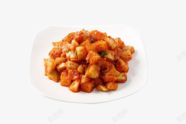 盘子上的辣萝卜干png免抠素材_新图网 https://ixintu.com 白盘子 腌制 萝卜粒 辣度 辣的 韩国的 韩式的