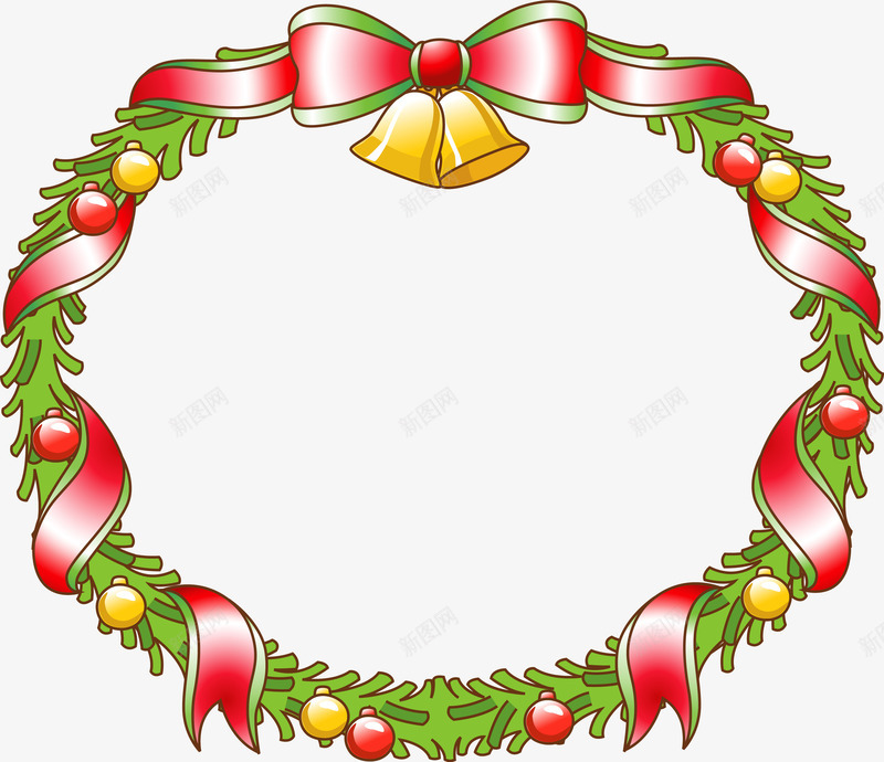 绿色圣诞节绸带草圈png免抠素材_新图网 https://ixintu.com Christma Christmas Merry 圣诞快乐 圣诞节 绿色草圈 蝴蝶结铃铛 装饰图案