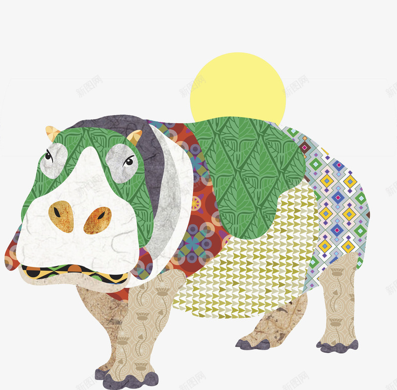 彩绘拼图和马png免抠素材_新图网 https://ixintu.com 动物 和马 大嘴巴 大肚子 太阳 彩绘 拼图 河水