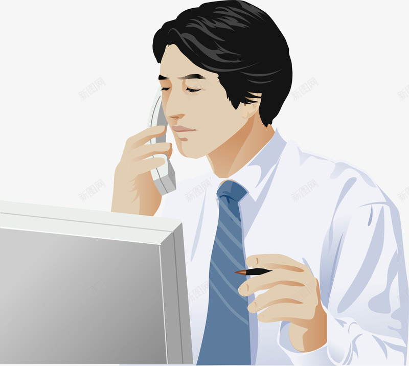 手绘打电话的男子矢量图ai免抠素材_新图网 https://ixintu.com 客服 手绘 打电话的男子 矢量图