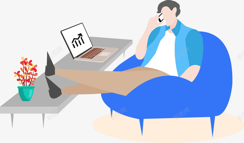 打电话卡通手绘插画人物png免抠素材_新图网 https://ixintu.com 创意人物 卡通人物 手绘人物 手绘插画 打电话 男人