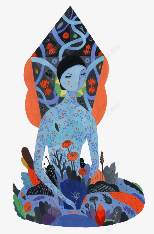 卡通蓝色巨人png免抠素材_新图网 https://ixintu.com 打坐 神仙 神秘人 菩萨 蓝色巨人 观音菩萨图片