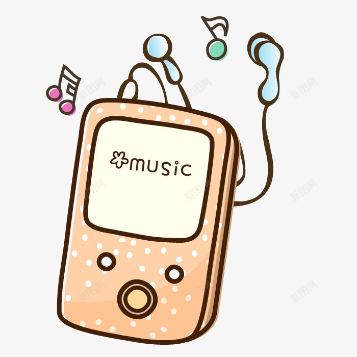 卡通手绘Mp3png免抠素材_新图网 https://ixintu.com Mp3 music 卡通乐符 卡通手绘Mp3 插画 电话 耳机 音乐