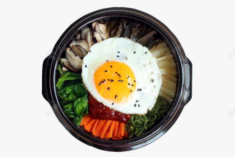 蘑菇香菜酱汁韩式拌饭美食png免抠素材_新图网 https://ixintu.com 土豆 美食 蘑菇 酱汁 韩国料理 韩式拌饭 香菜
