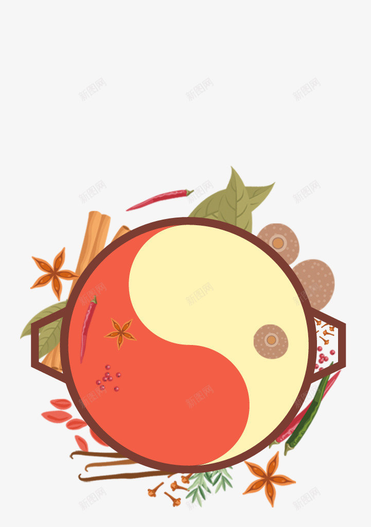 手绘火锅png免抠素材_新图网 https://ixintu.com 叶子 大料 火锅 矢量火锅 装饰图 装饰画