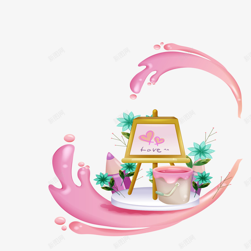 卡通动画绘画物品png免抠素材_新图网 https://ixintu.com 动画 卡通 彩色 物品 画架 绘画