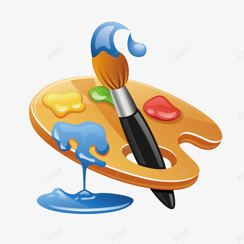 画笔和彩色颜料手绘图png免抠素材_新图网 https://ixintu.com 卡通 手绘图 毛刷 毛笔 画画 画笔 绘画 颜料