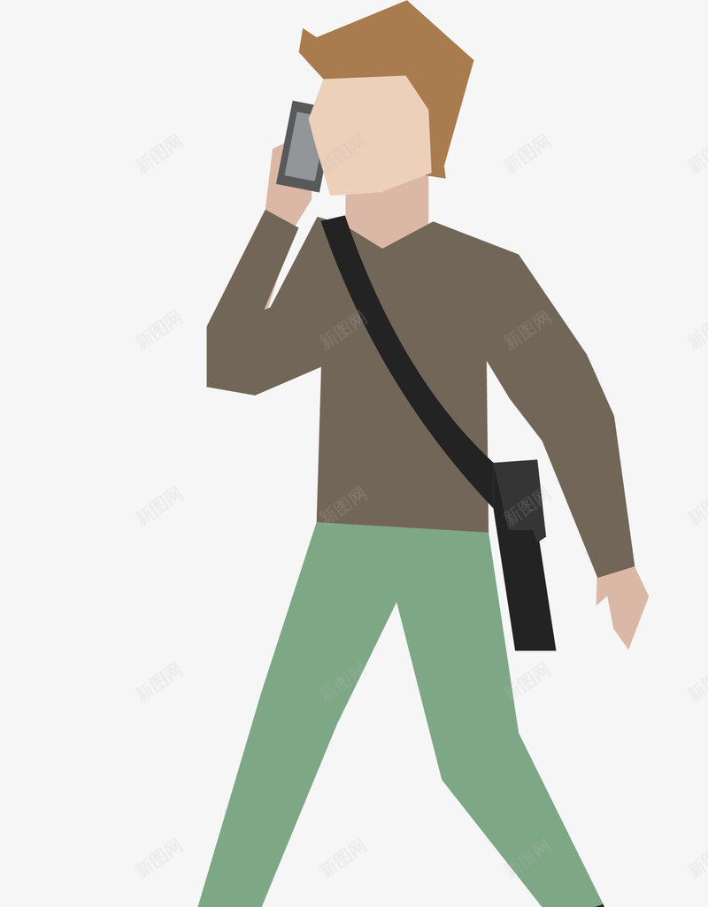 背着包的男人插画png免抠素材_新图网 https://ixintu.com 人物插画 打电话 接听电话 男人插画 背着包 黑色挎包