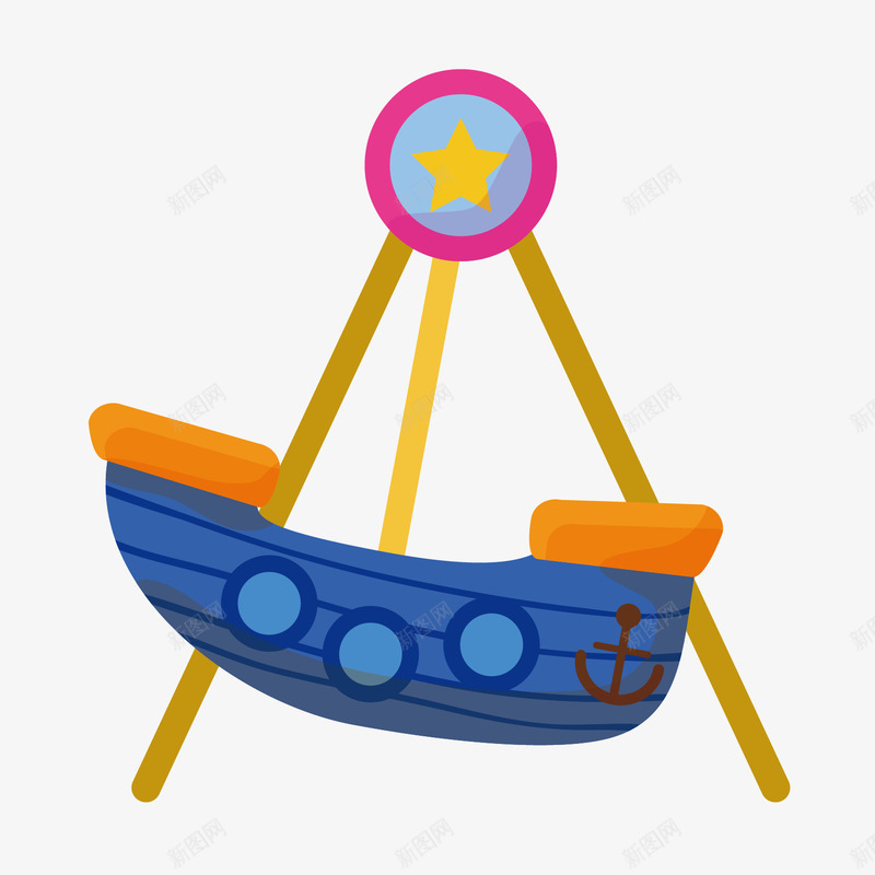 海盗船png免抠素材_新图网 https://ixintu.com 儿童 卡通 扁平 海盗船 童趣