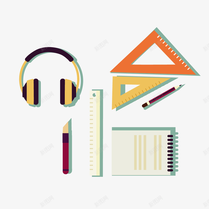师桌面俯视图png免抠素材_新图网 https://ixintu.com 书桌 书桌桌面 俯视图 尺子 桌面 设计
