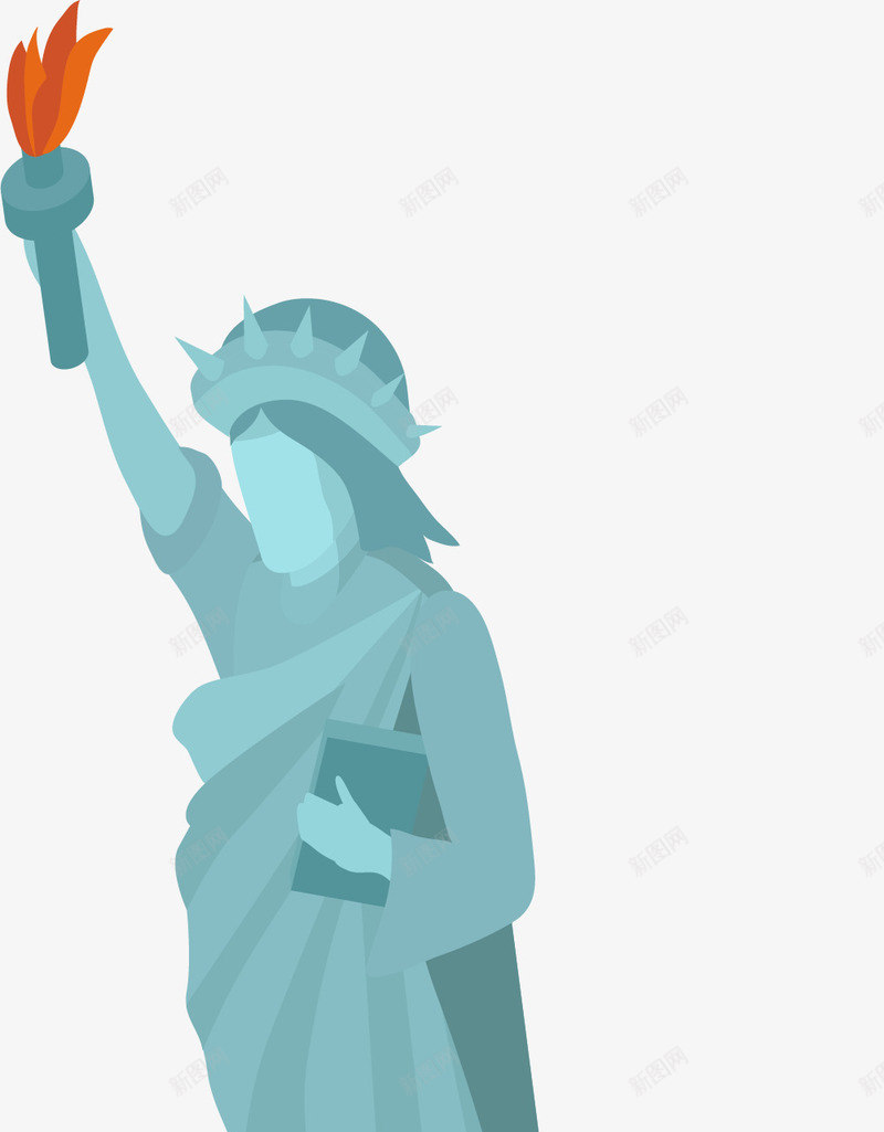 绿色卡通自由女神像png免抠素材_新图网 https://ixintu.com 免抠PNG 卡通 火炬 绿色 自由女神像 装饰图案 雕像