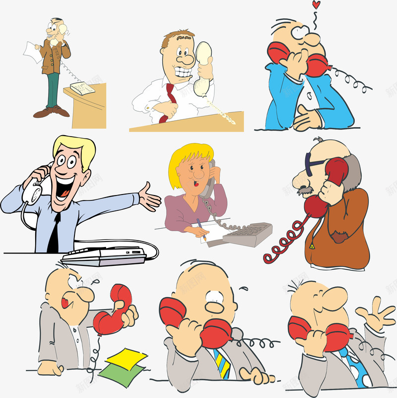 人物漫画cdr免抠素材_新图网 https://ixintu.com 儿童素材 动漫世界 动漫设计 广告设计 广告设计素材 打字 打电话 漫画气氛 花瓶 高兴
