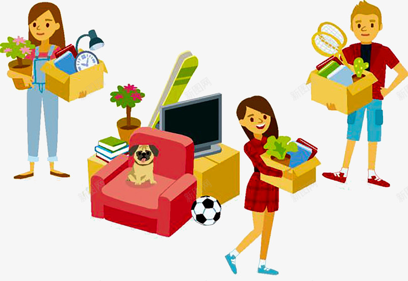 搬运家具png免抠素材_新图网 https://ixintu.com 搬运 搬运货物 装卸 装卸家具 装卸杂物 货物搬运