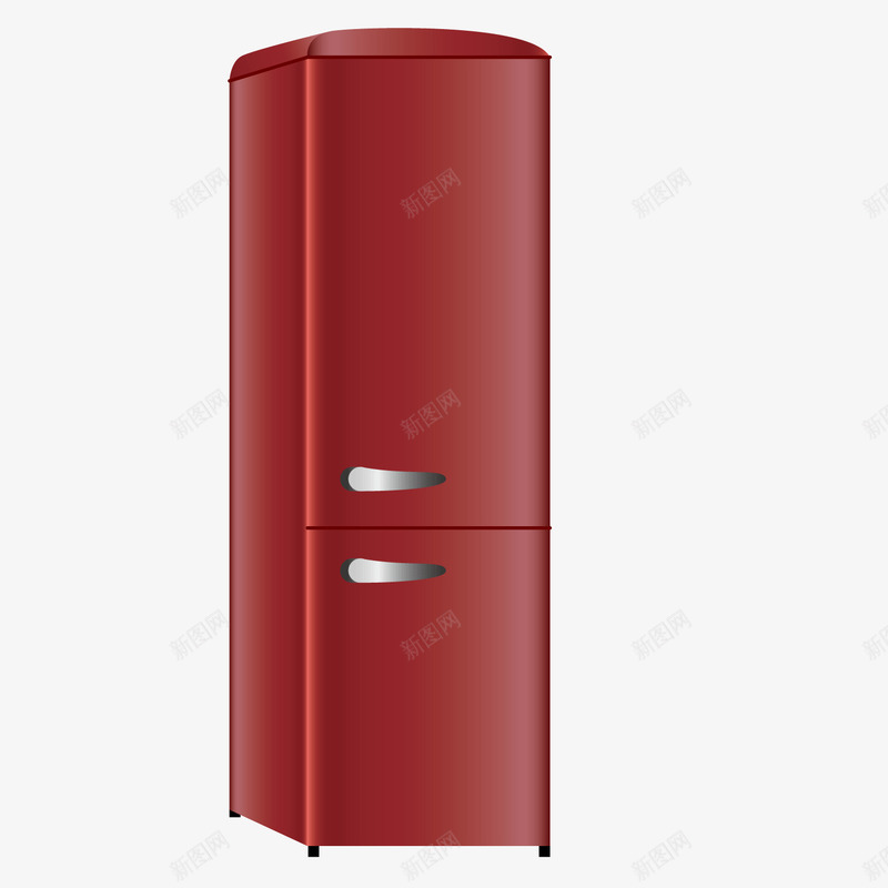 酒红色卡通冰箱矢量图ai免抠素材_新图网 https://ixintu.com 冰箱 卡通 家电 红色 矢量图