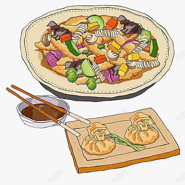 凉拌的菜png免抠素材_新图网 https://ixintu.com 凉拌 包子 筷子 美食
