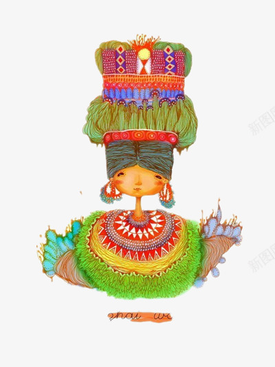 民族风插画png免抠素材_新图网 https://ixintu.com 云南 女孩 少数民族 插画 民族风 特色