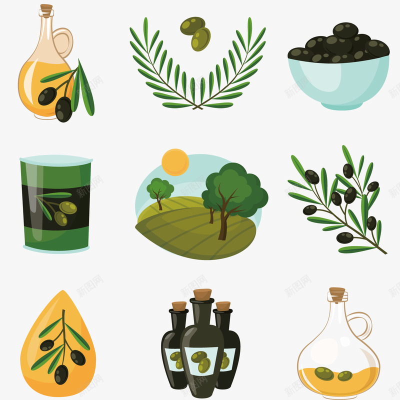 卡通橄榄油制作png免抠素材_新图网 https://ixintu.com 制作 包装 天然 植物 橄榄油