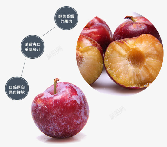 天然大红李子png免抠素材_新图网 https://ixintu.com 产品实物 大李子 水果 红色 营养
