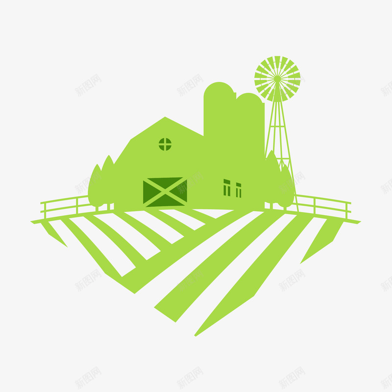 农场缩影矢量图ai免抠素材_新图网 https://ixintu.com 农场 缩影 草绿色 矢量图