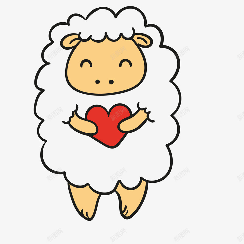 卡通手绘拿着爱心的绵羊矢量图ai免抠素材_新图网 https://ixintu.com 农场 动物设计 卡通 手绘 爱心 绵羊 表白节 矢量图