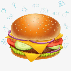 卡通汉堡食品背景素材