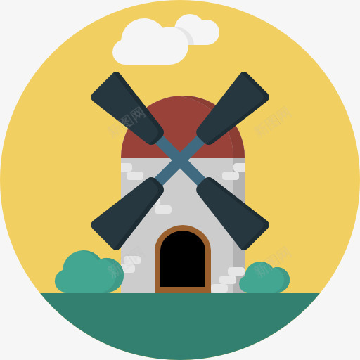 风车图标png_新图网 https://ixintu.com 产业 建筑 生态 磨 自然 风车
