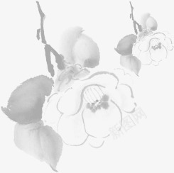 盛开的花卉水墨画png免抠素材_新图网 https://ixintu.com 水墨画 盛开 花卉