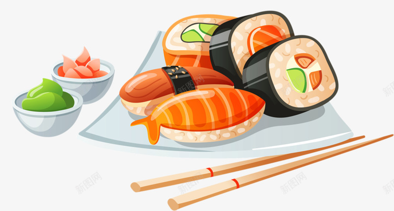 美味佳肴png免抠素材_新图网 https://ixintu.com 一双 筷子 紫菜卷 美食 饭 鱼肉