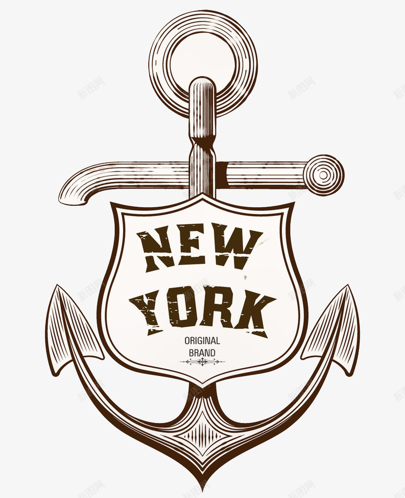 素描锚头png免抠素材_新图网 https://ixintu.com NEW YORK 纯色 锚