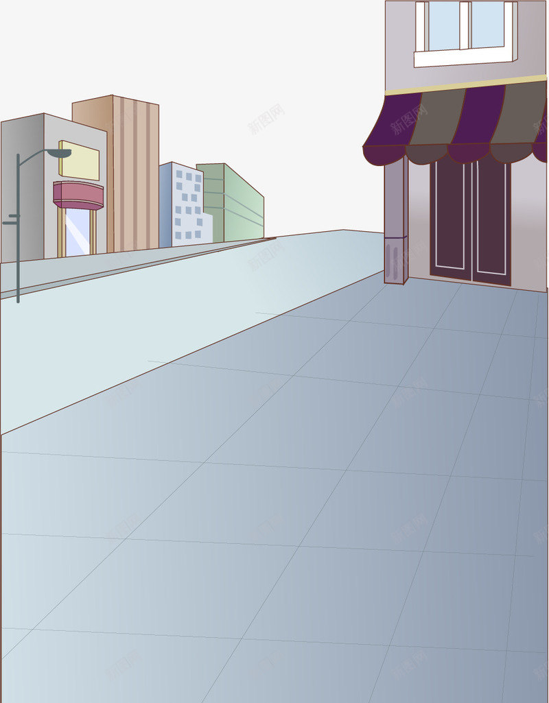 手绘街道矢量图ai免抠素材_新图网 https://ixintu.com 建筑 手绘 街道 矢量图