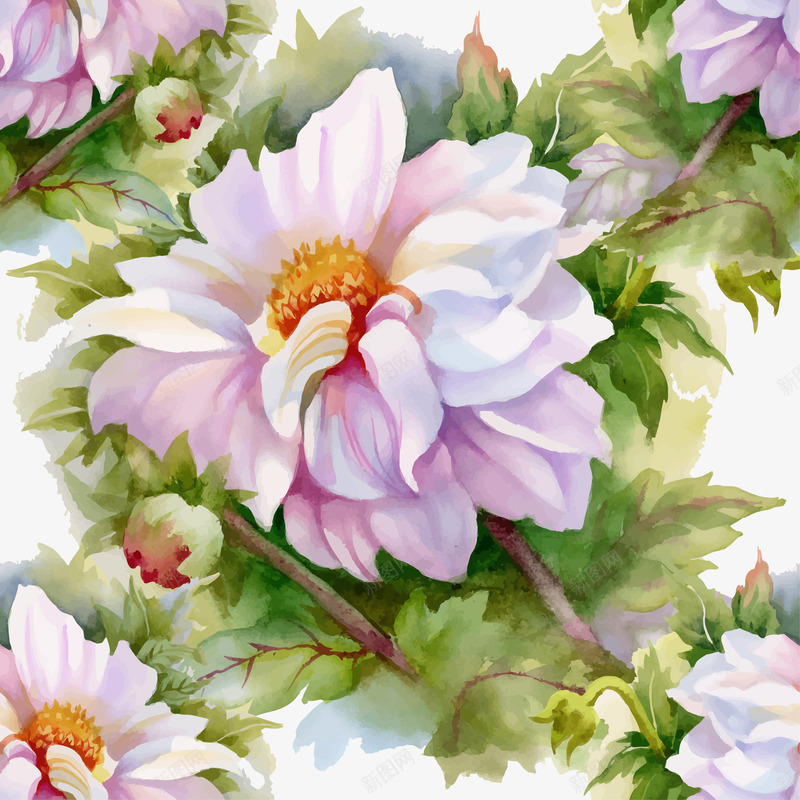 盛开的月季花png免抠素材_新图网 https://ixintu.com 中国风 水彩 花卉背景 装饰