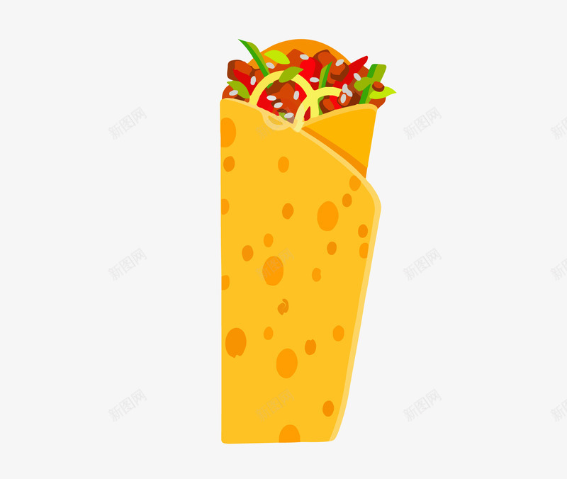 卤肉卷图标png_新图网 https://ixintu.com icon 卡通 卤肉卷 特色小吃 肉 蛋筒 食物 饼 鸡蛋卷