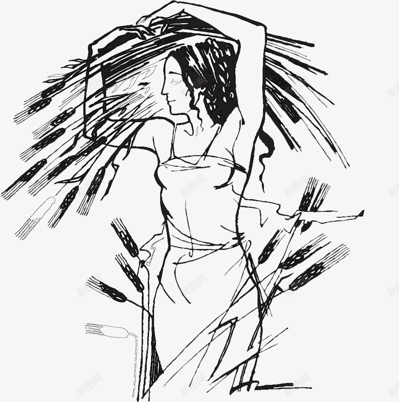 忙农活收麦子的农村妇女图标png_新图网 https://ixintu.com 农村妇女 女孩 忙农活 手绘插图 收麦子 铅笔 麦穗收割