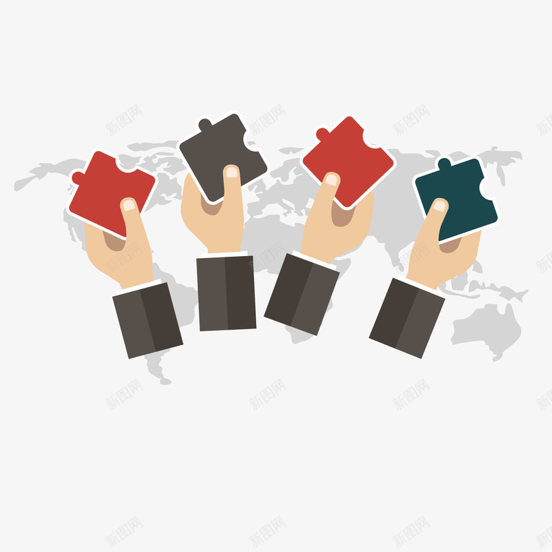 彩色商务拼图png免抠素材_新图网 https://ixintu.com 分析 商务 地图 彩色 战略 拼图 数据 灰色
