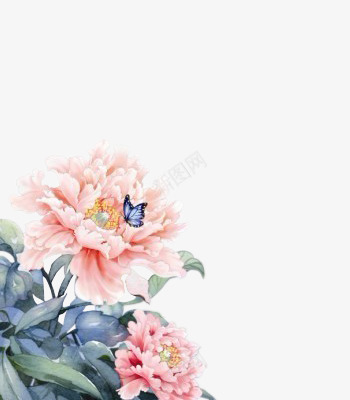盛开的花朵上面的小蓝蝴蝶png免抠素材_新图网 https://ixintu.com 盛开 花朵 蝴蝶 面的