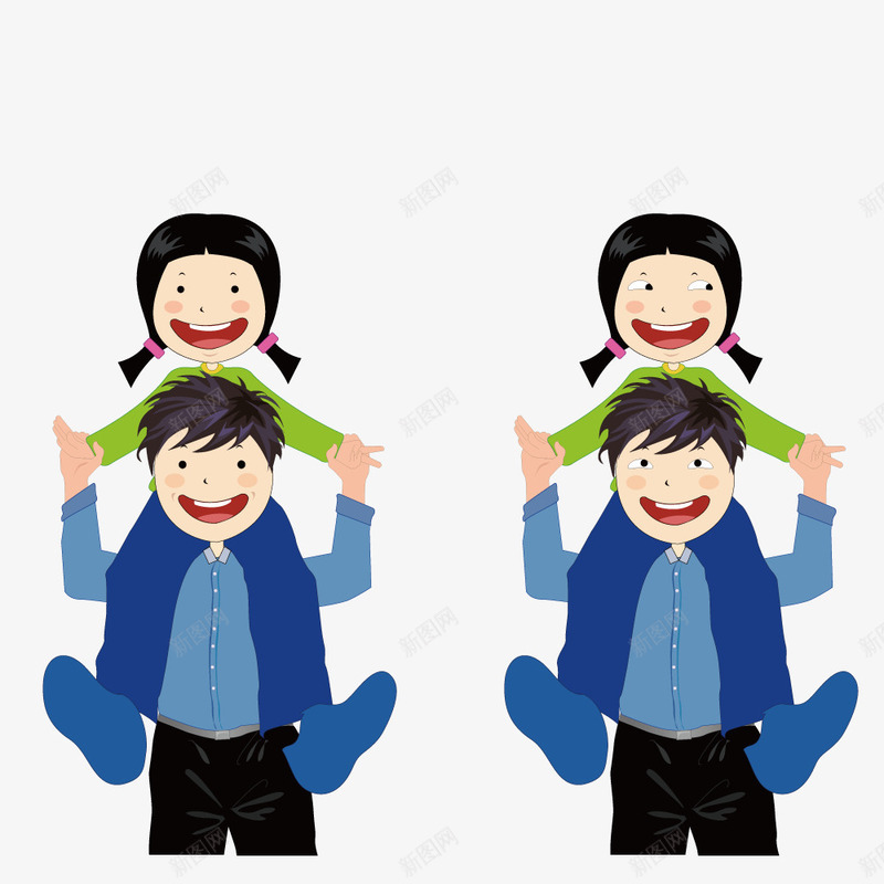 骑着爸爸的女孩png免抠素材_新图网 https://ixintu.com 女孩 爱护 爸爸 骑着