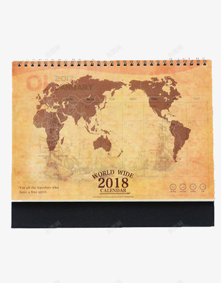 地图2018年日历png免抠素材_新图网 https://ixintu.com 2018年台历 2018年日历 地图 复古 时尚