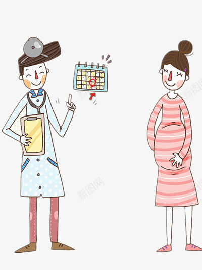 看医生的孕妇png免抠素材_新图网 https://ixintu.com 听诊器 手绘 日历 红色