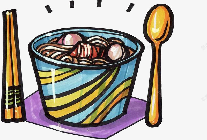 面条食物png免抠素材_新图网 https://ixintu.com 勺子 筷子 面食 饭类