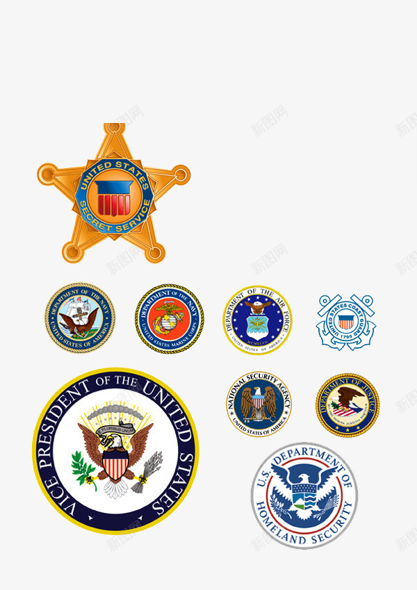 各类形状肩章系列png免抠素材_新图网 https://ixintu.com 图形 多用途 彩色 肩章