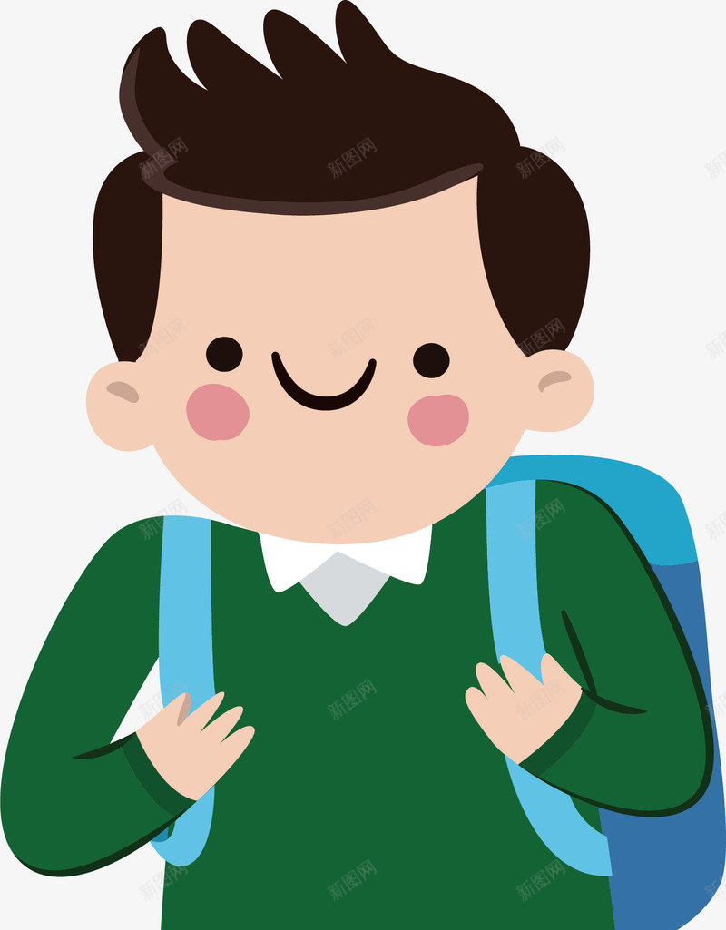 背书包去上学png免抠素材_新图网 https://ixintu.com 去上学 可爱男孩 开学啦 新生入学 矢量png 背书包