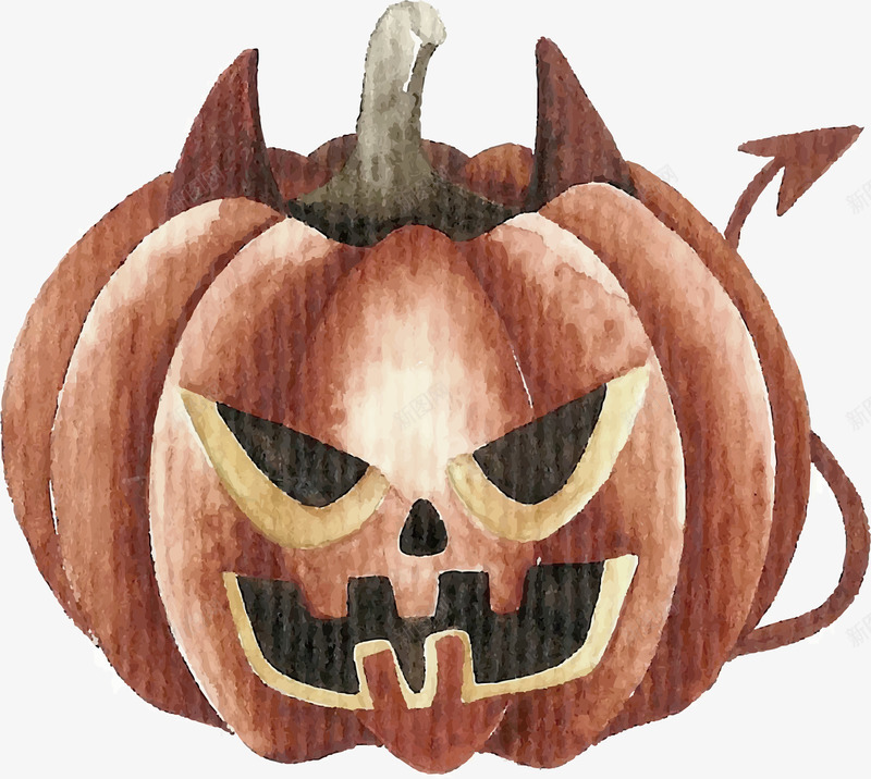 水彩恶魔南瓜矢量图ai免抠素材_新图网 https://ixintu.com 万圣节 恶魔 恶魔南瓜 手绘南瓜 水彩南瓜 矢量png 矢量图