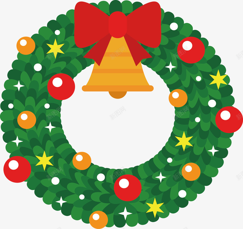 可爱装饰圣诞花环矢量图ai免抠素材_新图网 https://ixintu.com merryChristma merryChristmas 可爱装饰花环 圣诞节 圣诞花环 矢量png 铃铛 矢量图