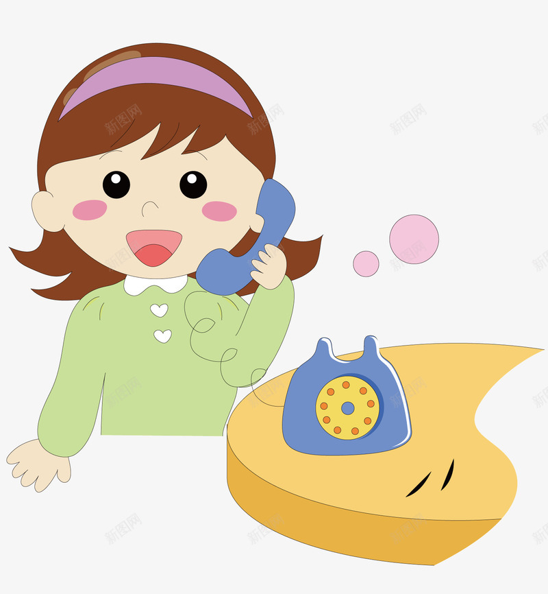 打电话的女孩矢量图ai免抠素材_新图网 https://ixintu.com 卡通 可爱 女孩 小女孩打电话 打电话的女孩 电话 矢量图 高兴的女孩