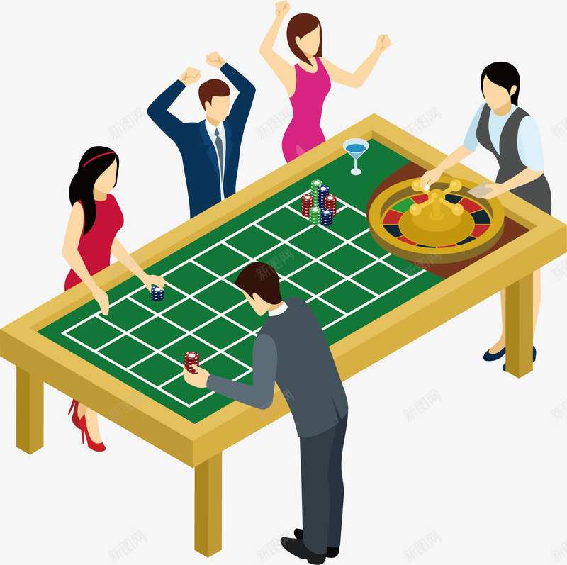 赌博场景png免抠素材_新图网 https://ixintu.com 手绘 挥手 格子 游戏设施 绿色 赌博 飞舞